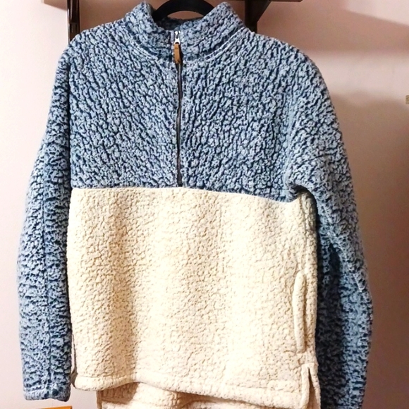Time and Tru Sweaters Time Tru Rn 52469 Blue Cove Oatmeal Heather